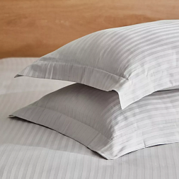 Pillow Case Premium Woven Cotton Sateen Stripe Grey 3/4