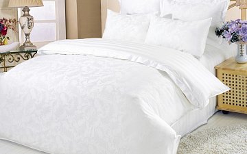 Set Lenjerie ALFABED Lux Jacquard Cotton French Classics White			