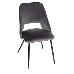 Антиб серый бархат, серый вельвет ножки черные для кафе, ресторана, дома, кухни