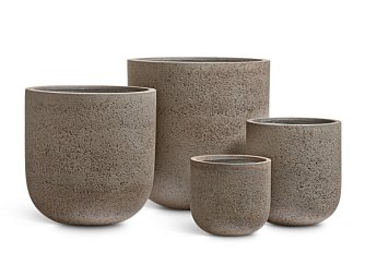 Кашпо TREEZ Effectory Granit Цилиндрическая Чаша Песок серый беж д-65, в-68 см