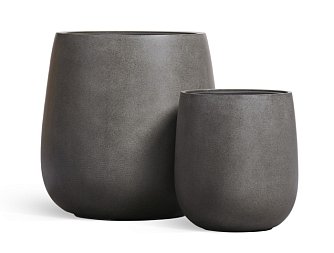 Кашпо TREEZ Effectory Beton Design-Чаша Тёмно-серый бетон в-35 см, д-32 см