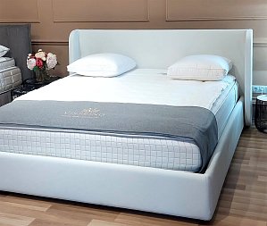 ALFABED POSH BOX Pat Cu Mecanism De Ridicare White Leather