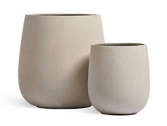 Кашпо TREEZ Effectory Beton Design-Чаша Белый песок в-35 см, д-32 см