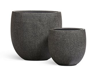Кашпо TREEZ Effectory Stone Чаша classic Тёмно-серый камень в-36, д-40 см