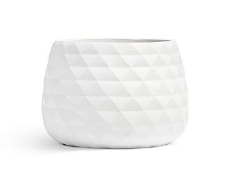 Кашпо TREEZ ERGO Diamond Низкая чаша Белый камень д-52, в-37 см