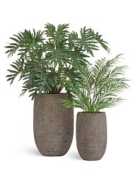 Кашпо TREEZ Effectory Каменная фактура Высокая чаша тёмный беж в-85, д-55 см