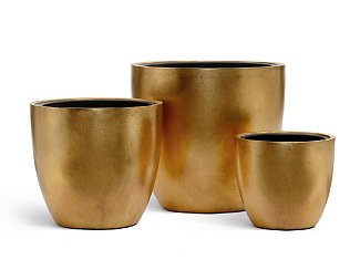 Кашпо TREEZ Effectory Metal Округлый конус Сусальное золото  в-37, д-40 см