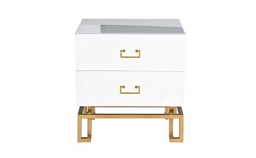 Тумба 2 ящика белая/золото KFG085