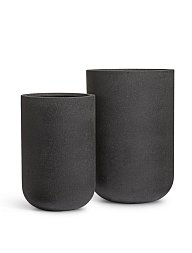 Кашпо TREEZ Effectory Granit Высокий округлый цилиндр Чёрный песок д-50, в-74 см