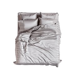 Set Premium Woven Cotton Sateen Stripe Grey